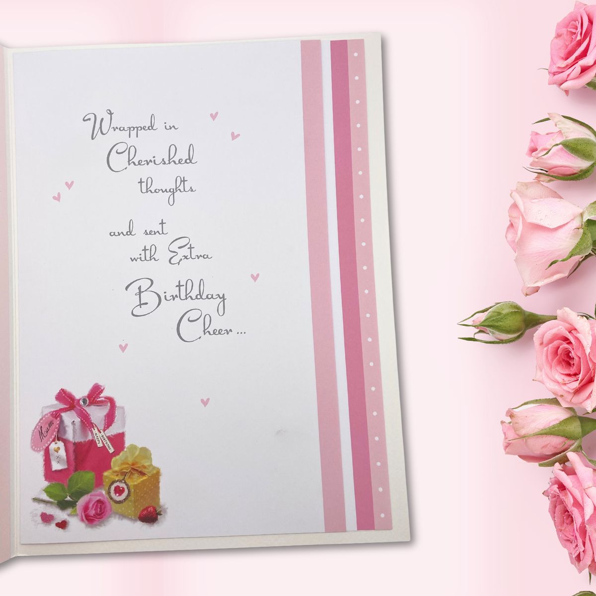 Mum Birthday Card - Large Velvet With Ribbon