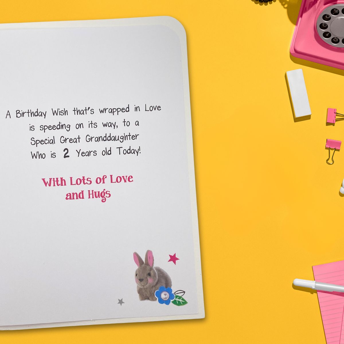 Great Granddaughter 2nd Birthday Card - Twingles Bunny & Birdhouse