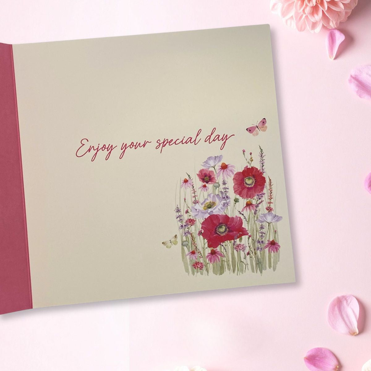 Blooming Birthday Card - Pink Flowers & Butterflies