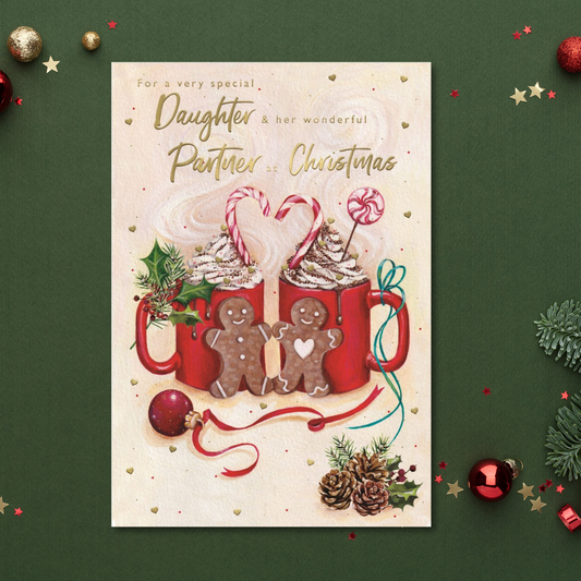 Daughter & Partner Christmas Card - Just For You Hot Chocolates