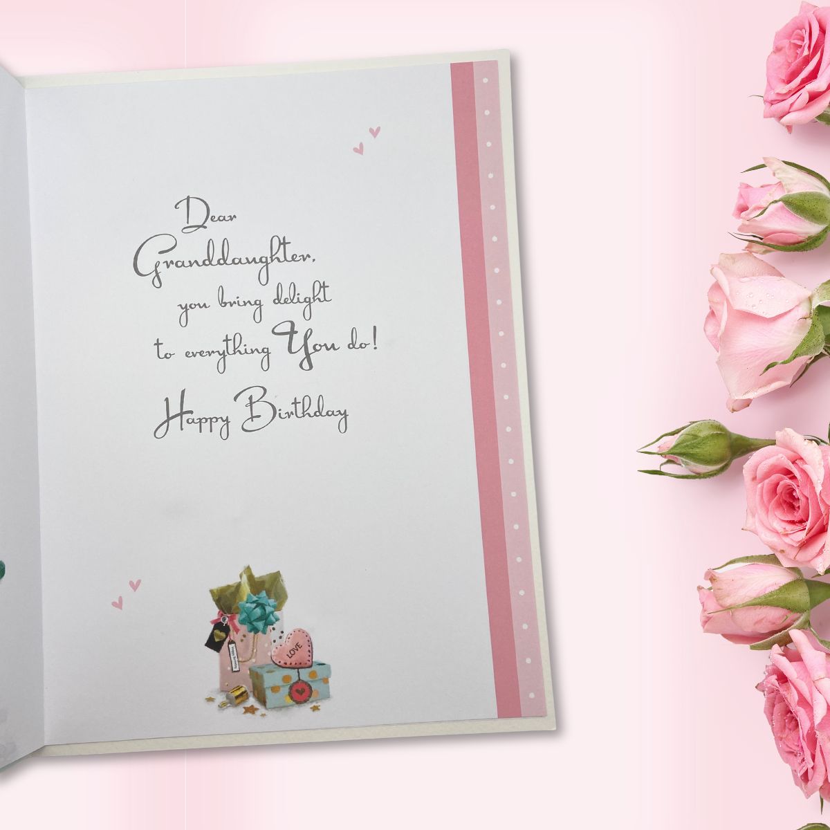 Granddaughter Birthday Card - Large Velvet With Ribbon