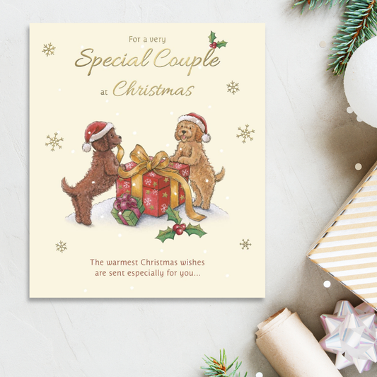 Special Couple Christmas Card - Puppies & Gift