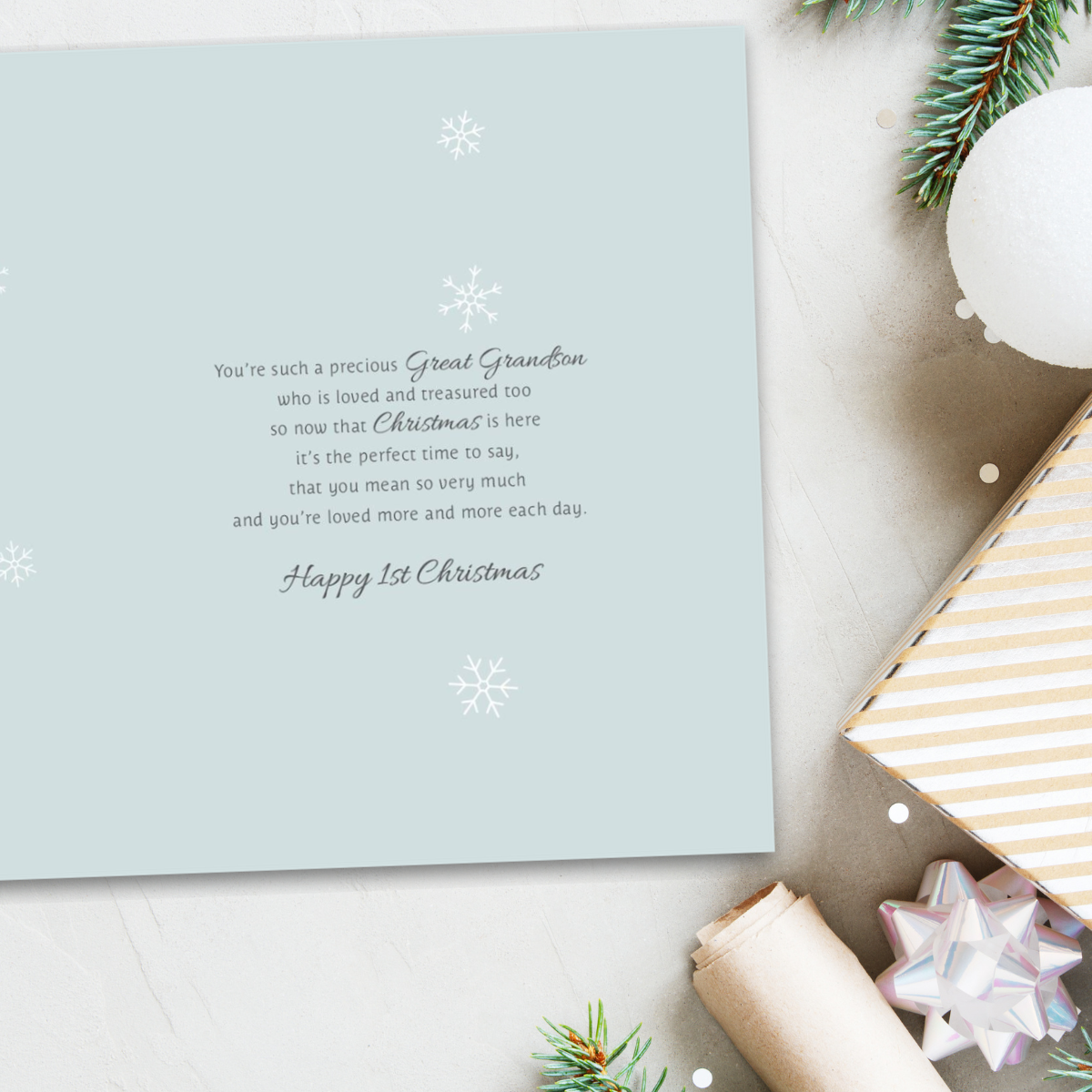 Great Grandson 1st Christmas Card - Festive Mouse