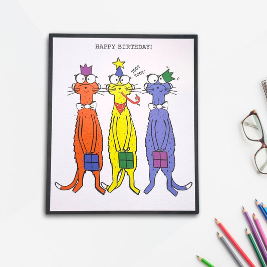 Doodle Birthday Card - Meerkat