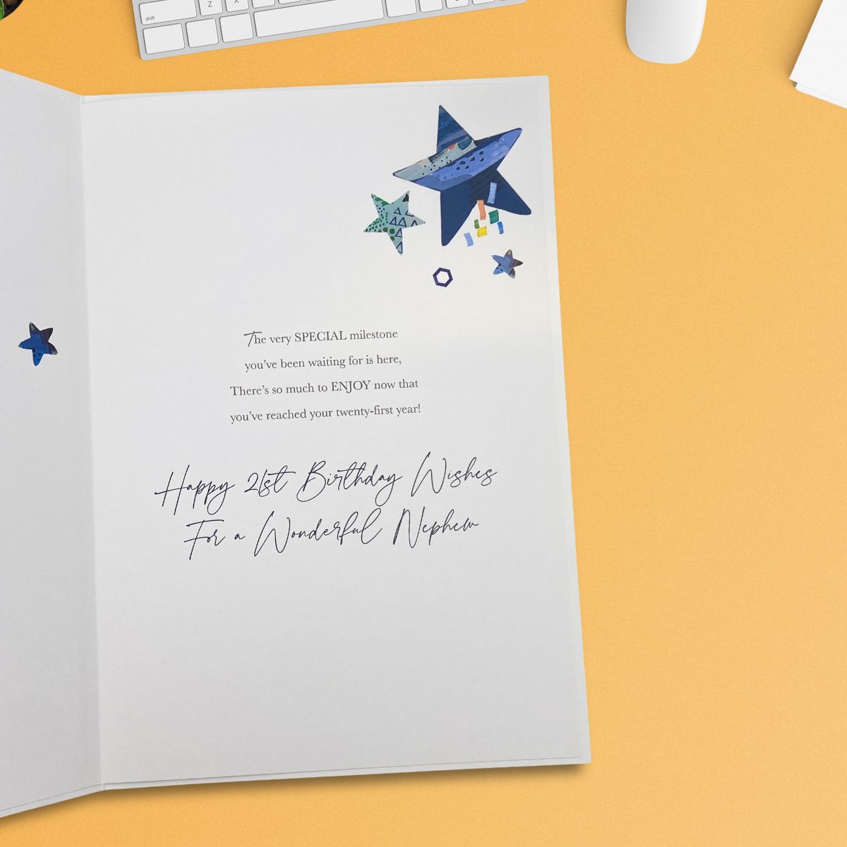 Nephew 21st Birthday Card - Lumino Cake & Balloons