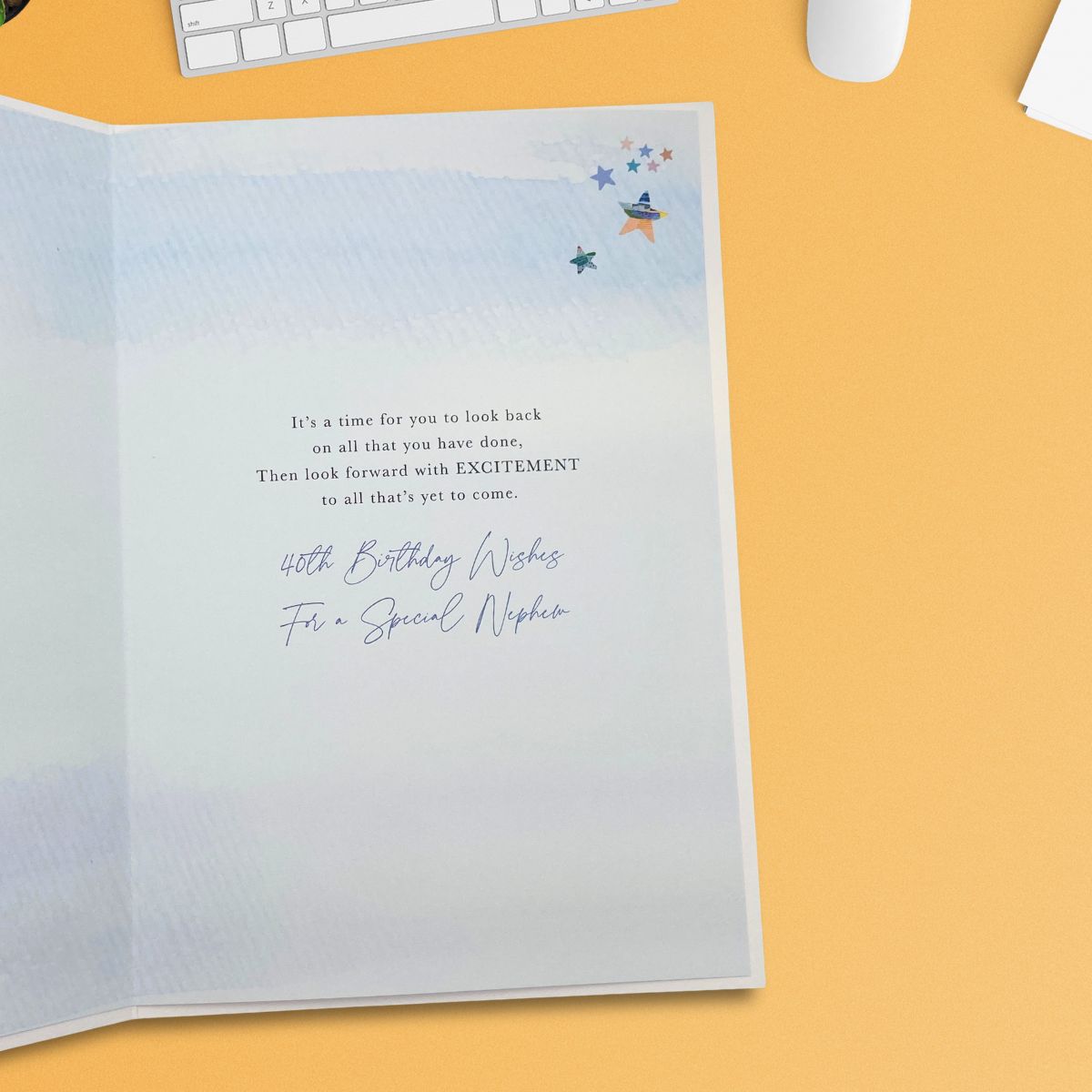 Nephew 40th Birthday Card - Lumino Cake & Balloons