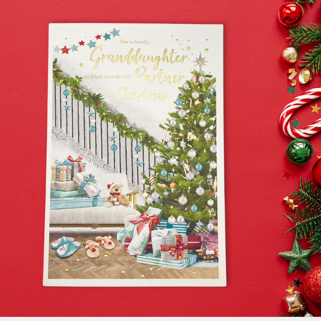 Granddaughter & Partner Christmas Card - Essence Decorated Tree