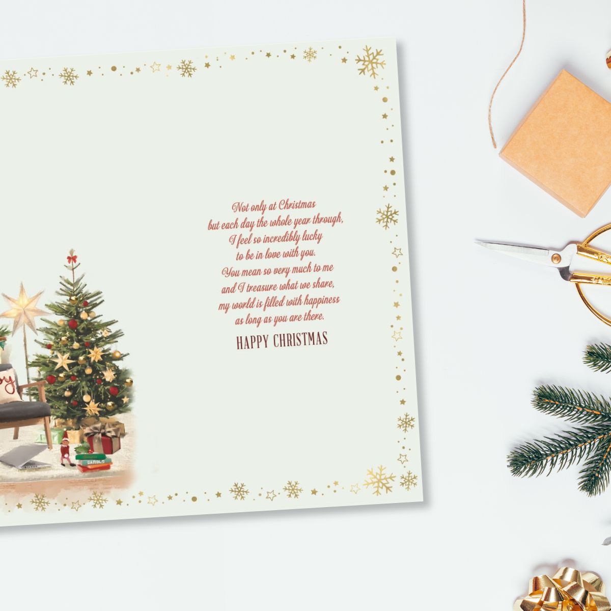 Husband Christmas Card - Fireplace Scene