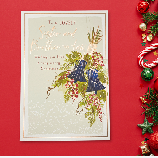 Sister & Brother-in-Law Christmas Card - Skylight Floral Bells