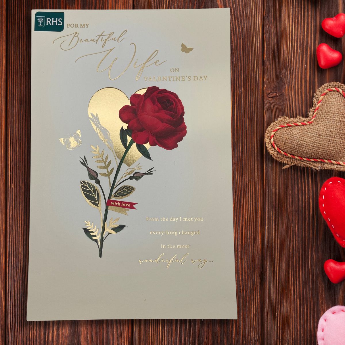 Wife Valentine's Day Large Card - RHS Red Rose