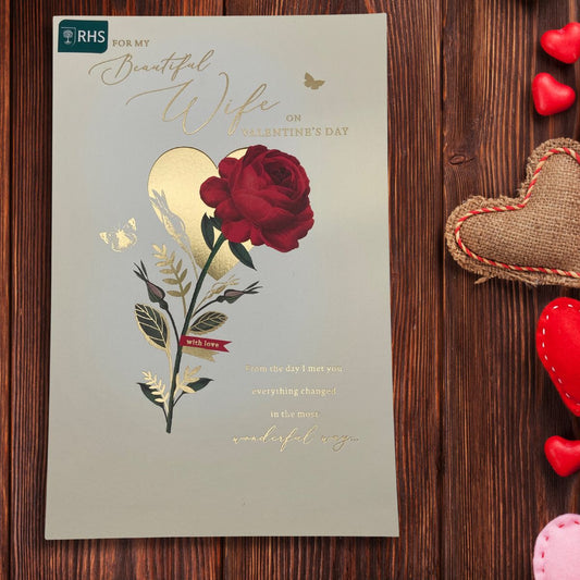 Wife Valentine's Day Large Card - RHS Red Rose