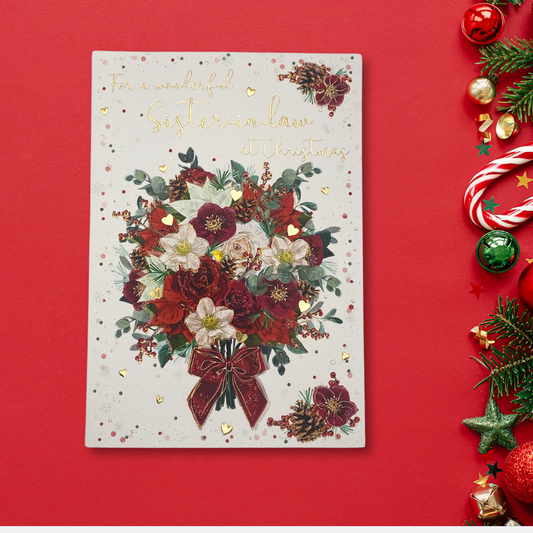 Sister-In-Law Christmas Card - Lottie Loves Floral Bouquet