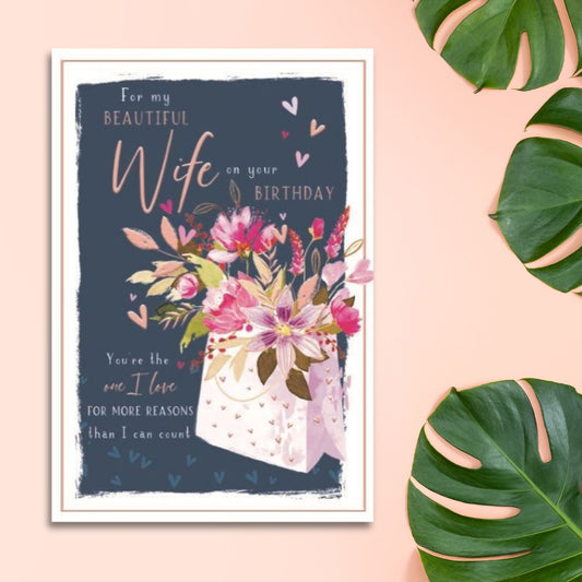 Wife Birthday Card - Skylight Floral Gift