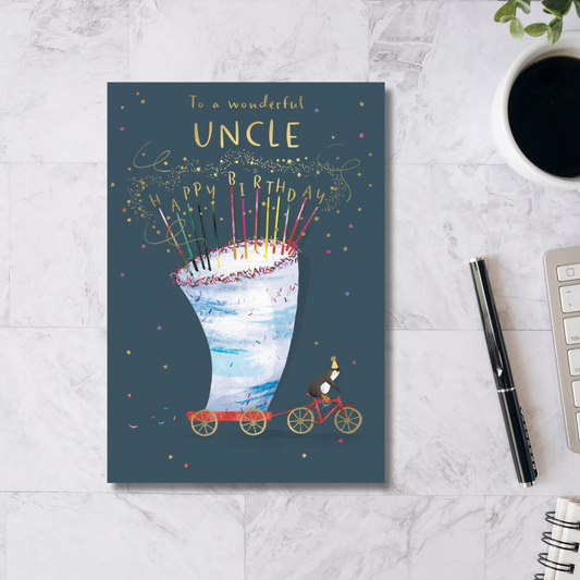 Uncle Birthday Card - Large Birthday Cake