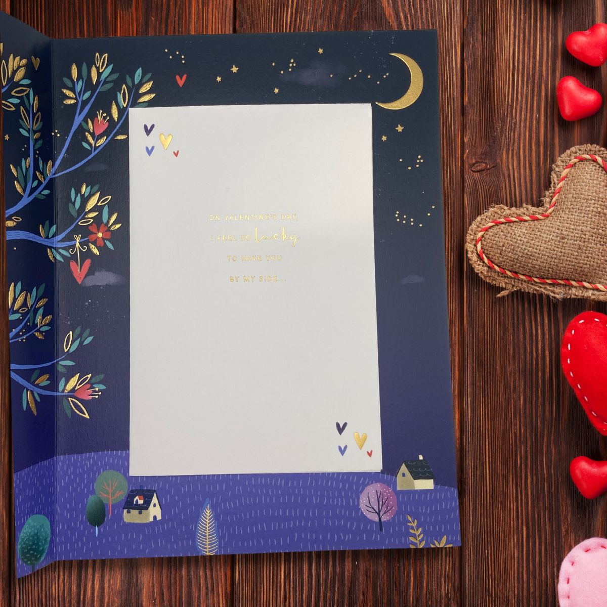 Husband Valentine's Day Large Card - Owls On Moon