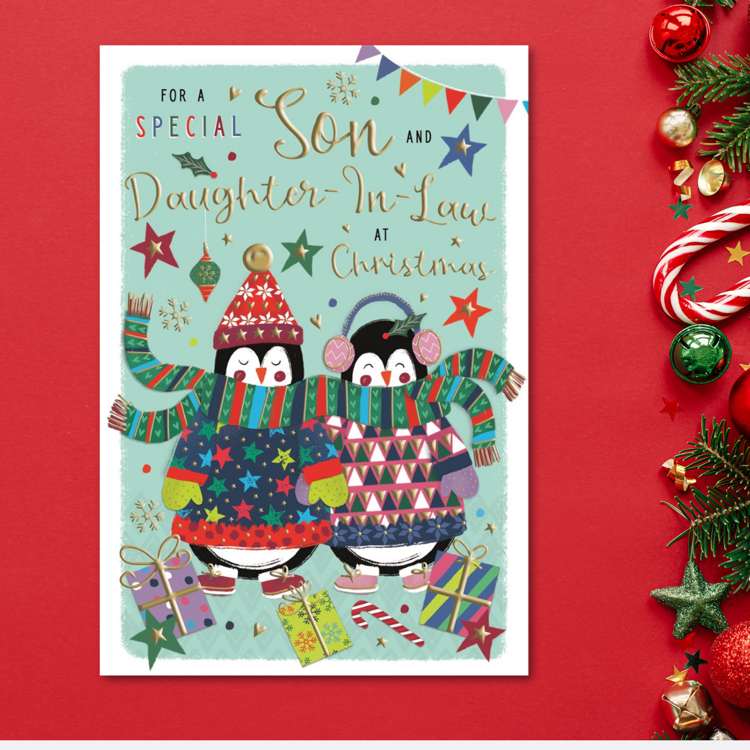 Son & Daughter-in-Law Christmas Card - Pavillion Penguins