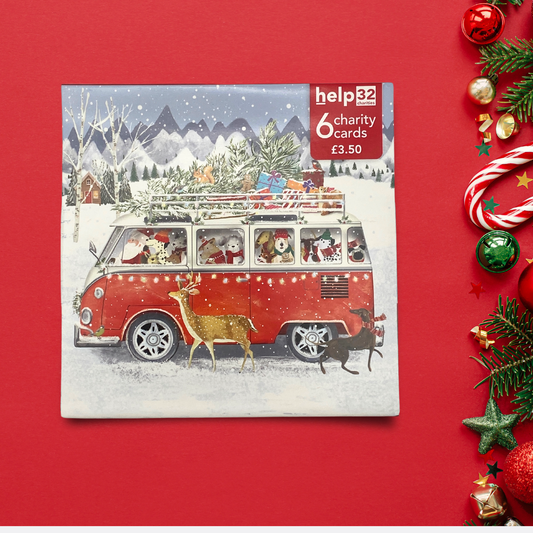 Charity Christmas Cards - 6 x Dogs & Campervan