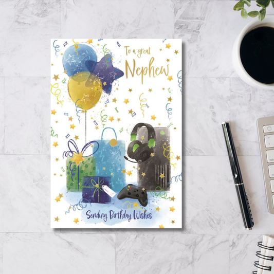 Nephew Birthday Card - Awash With Colour Gifts