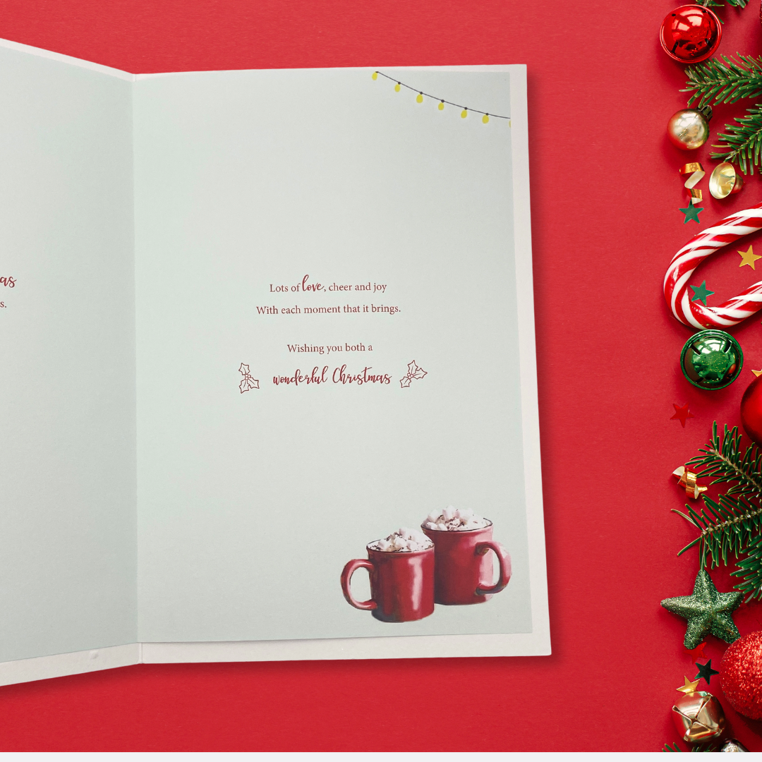 Granddaughter & Boyfriend Christmas Card - Essence Gingerbread & Hot Chocolates