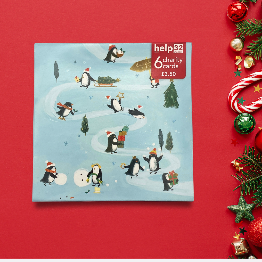 Charity Christmas Cards - 6 x Penguin Christmas Fun