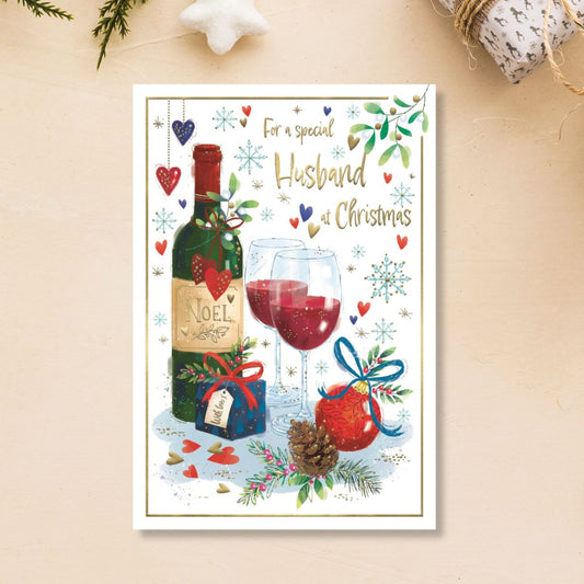 Husband Christmas Card - Awash With Colour Wine