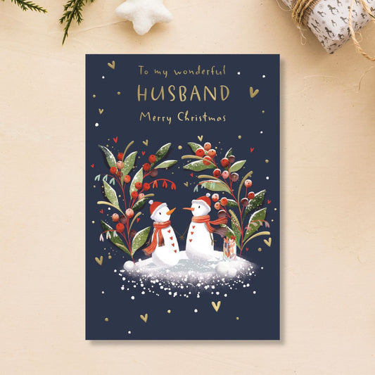Husband Christmas Card - Big World Little Things Snowmen