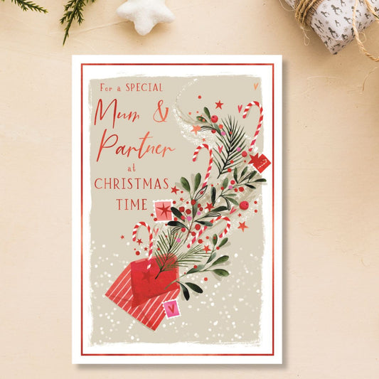 Mum & Partner Christmas Card - Skylight Floral Envelope