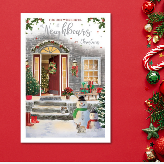 Neighbours Christmas Card - Woodland Front Door Scene