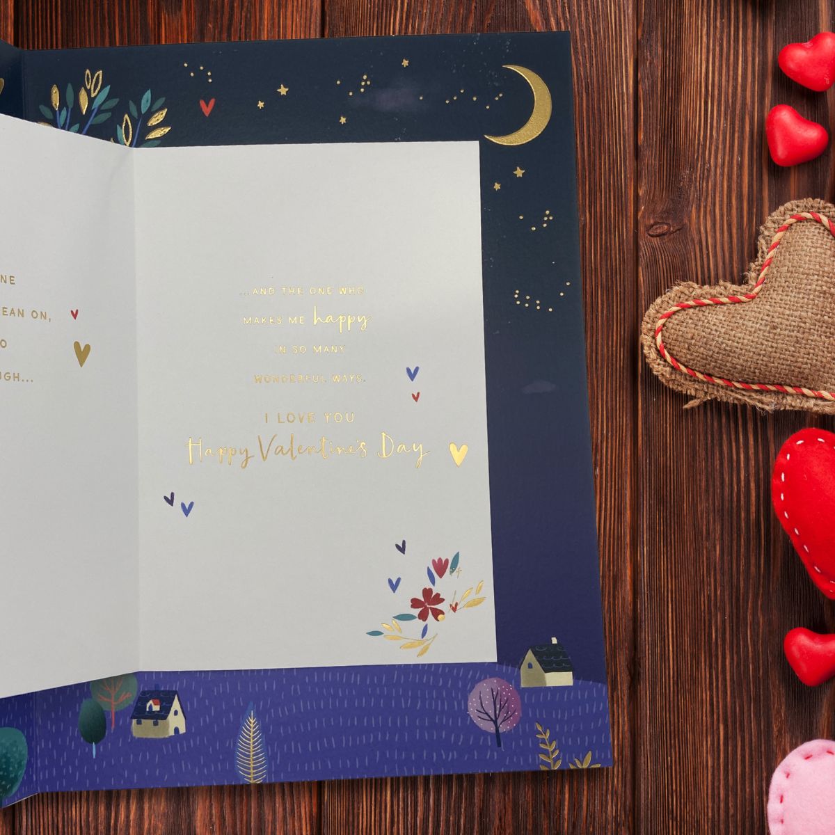 Husband Valentine's Day Large Card - Owls On Moon