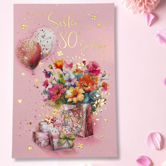 Sister 80th Birthday Card - Bliss Flowers & Balloons