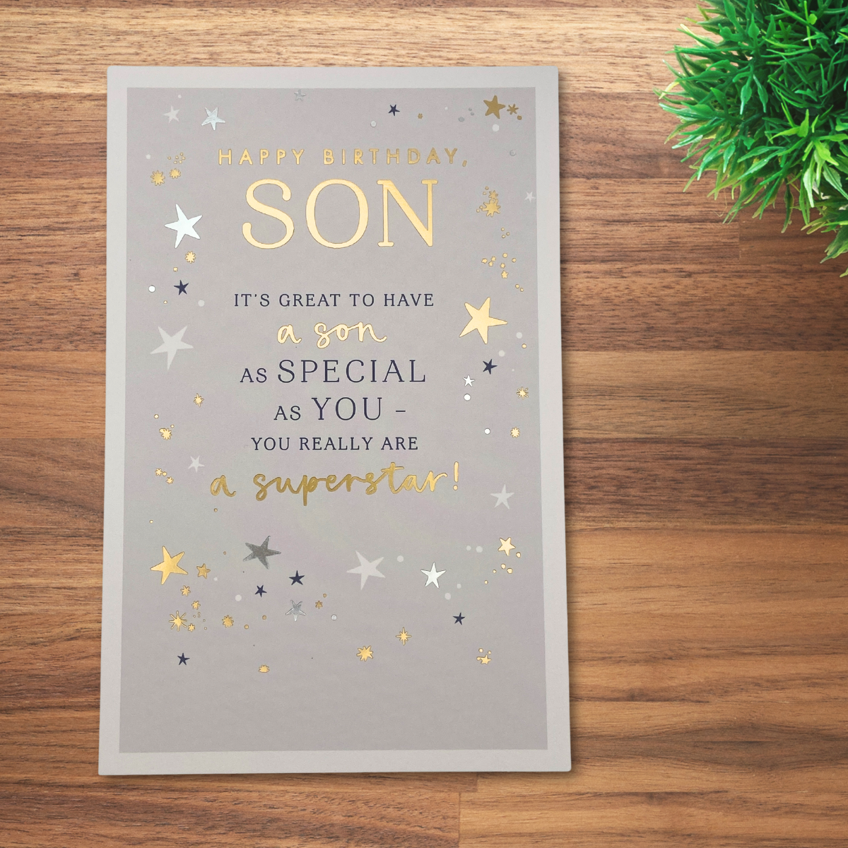 Son Birthday Card - Gold & Silver Stars