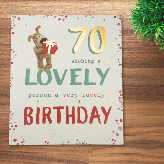 70th Birthday Card - Boofle Lovely Person