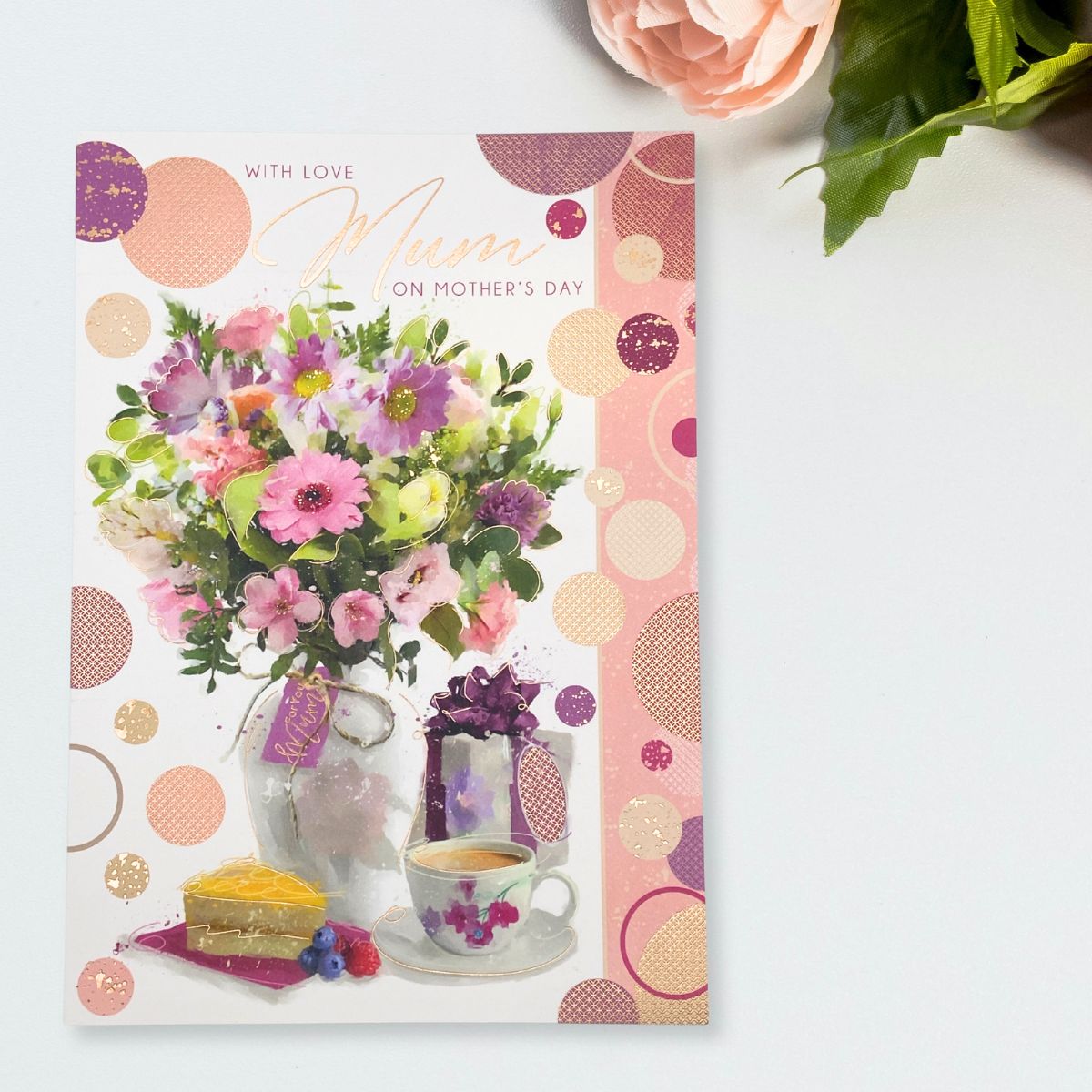 Mum Mother's Day Card - Flowers, Tea & Cakes