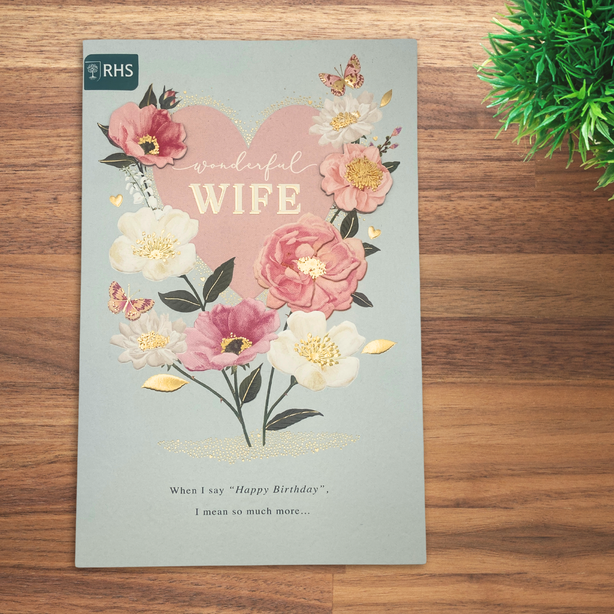 Wife Birthday Card- RHS Floral Heart Large