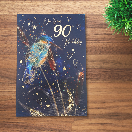 90th Birthday Card - Grayson Kingfisher