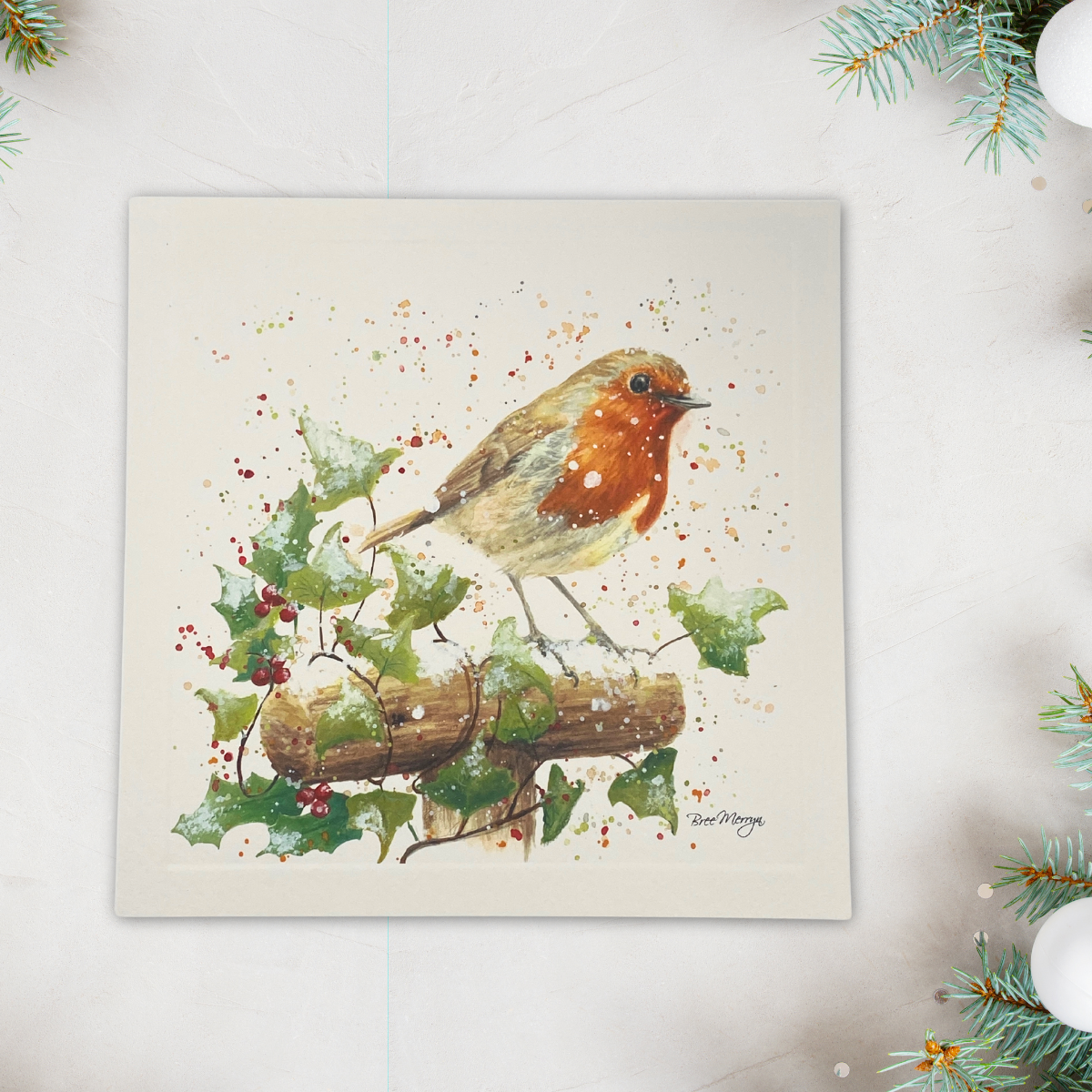 Open Christmas Card - Bree Merryn Robin