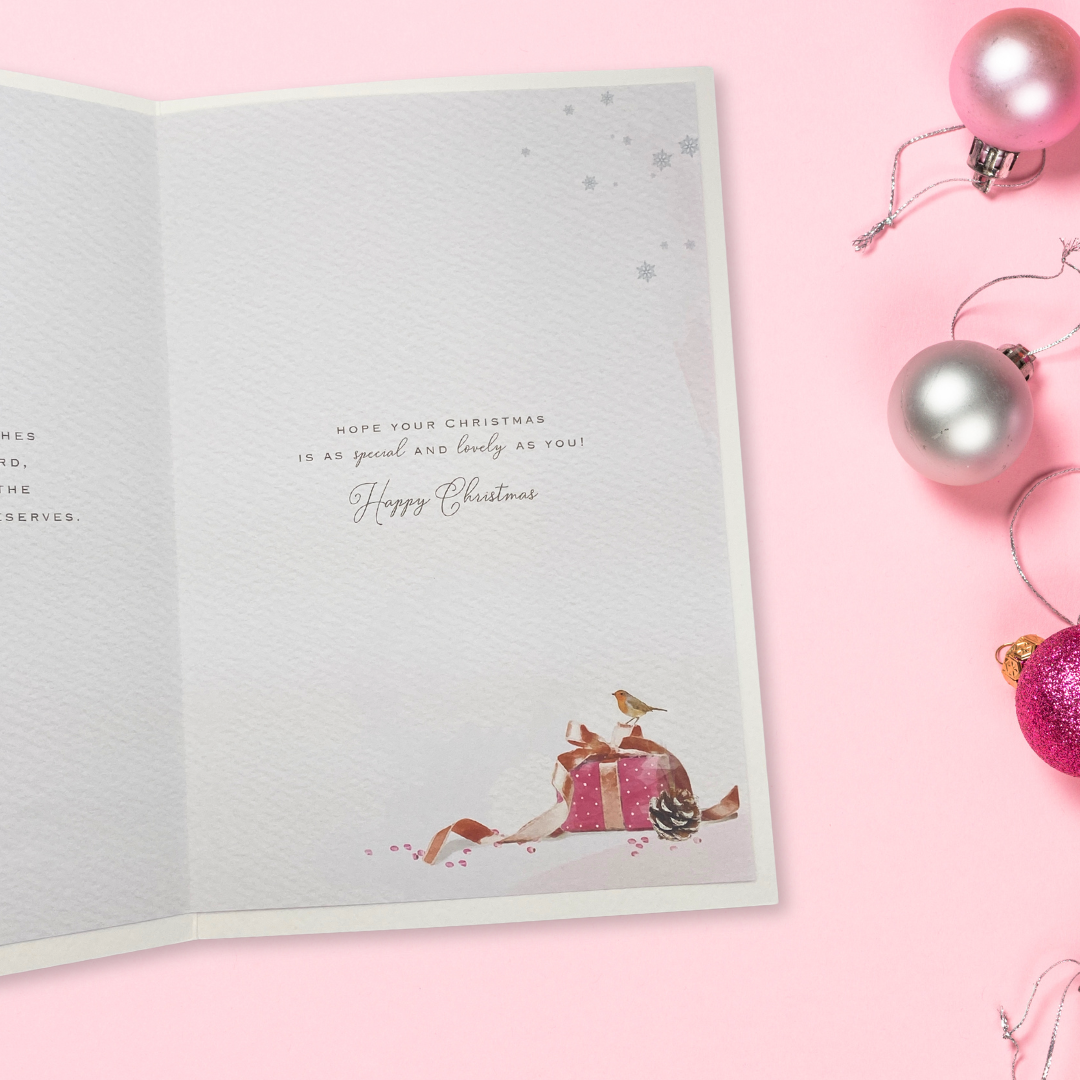 Sister Christmas Card - Brighstone Pink Gifts In Snow