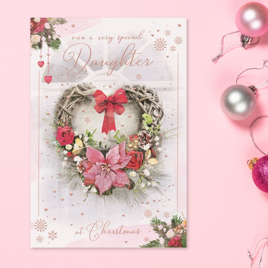 Daughter Christmas Card - Brighstone Floral Heart Wreath