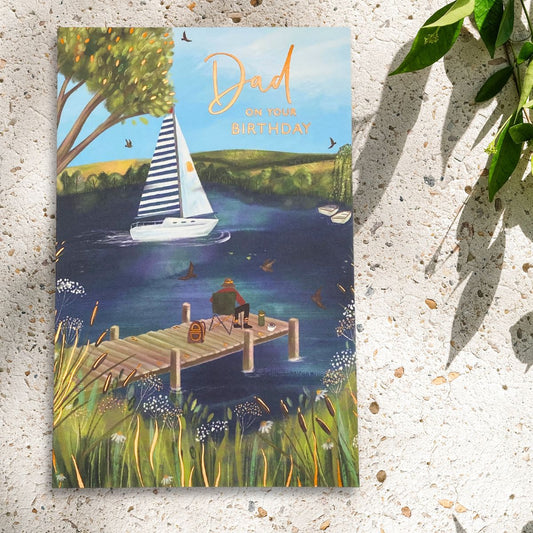 Dad Birthday Card - Relax On The Jetty