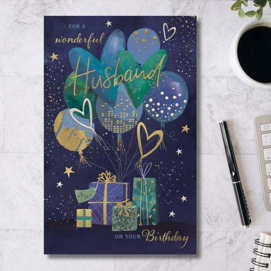Husband Birthday Card - Large Luxury Balloon Bouquet