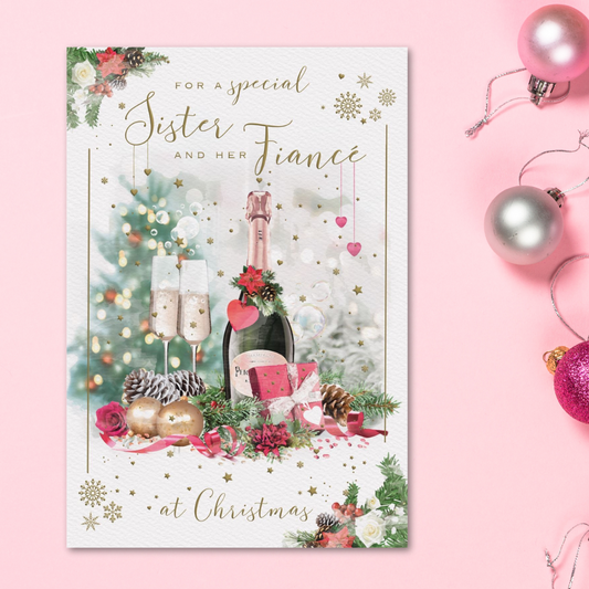 Sister & Fiancé Christmas Card - Brighstone Bubbly & Gift