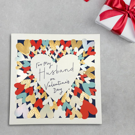 Husband Valentine's Day Large Card - Cut Out Hearts