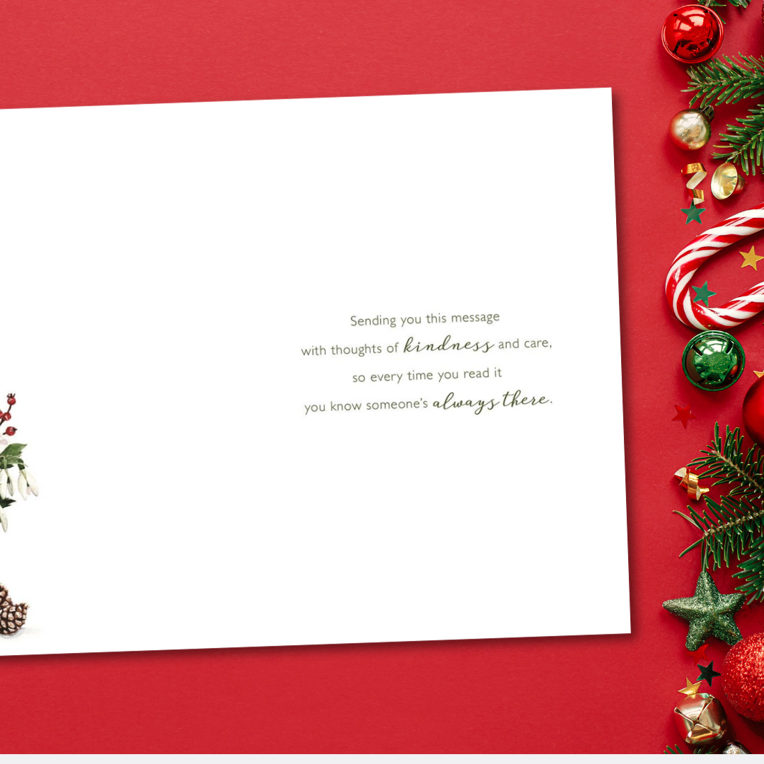 Thinking Of You Christmas Card - Floral Vase & Pine Cones