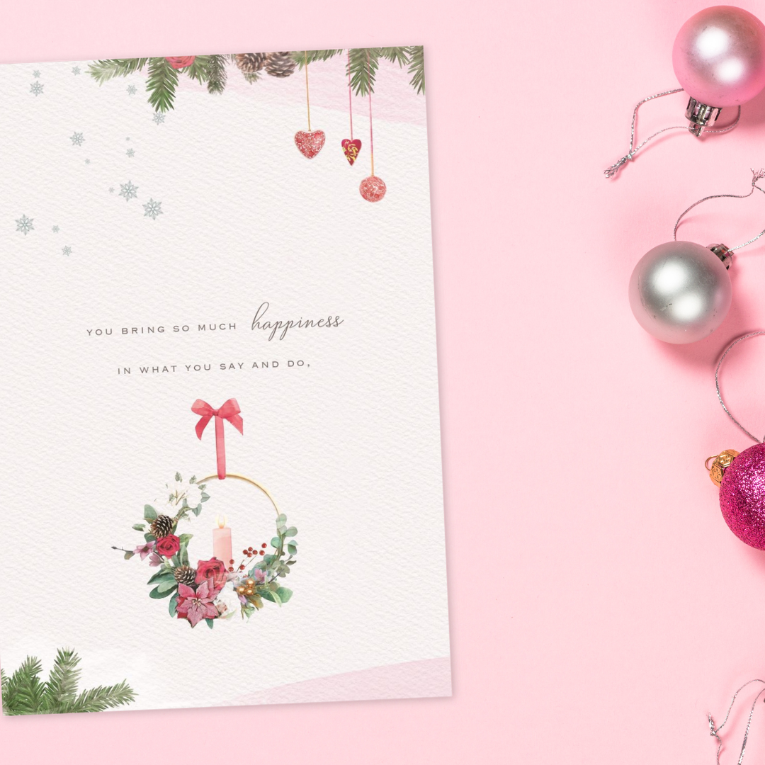 Daughter Christmas Card - Brighstone Floral Heart Wreath