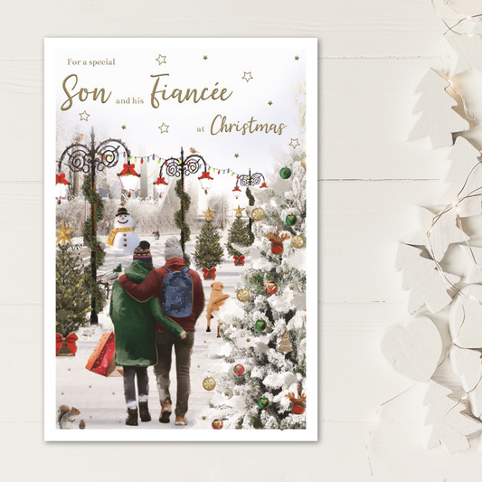 Son & Fiancée Christmas Card - Essence Couple Embrace