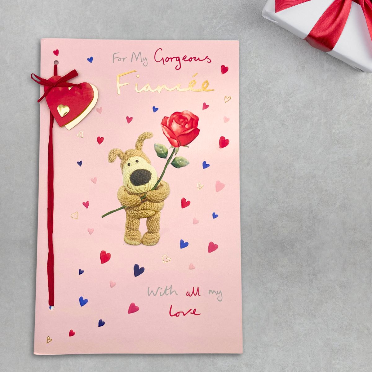Fiancée Valentine's Day Large Card - Boofle Decoupage Hearts