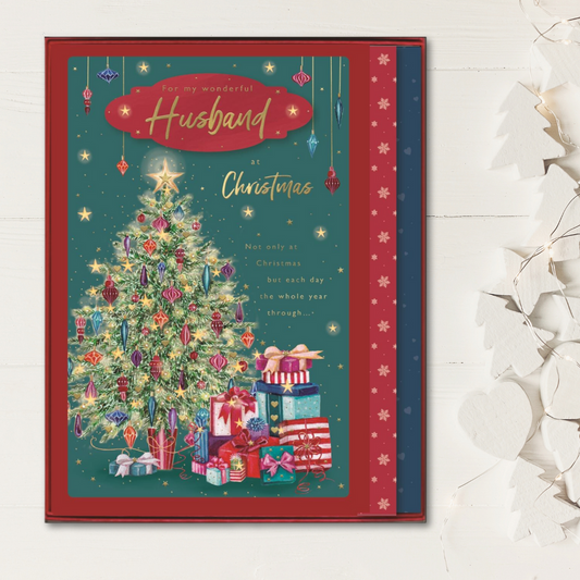 Husband Boxed Christmas Card - Tree & Gifts