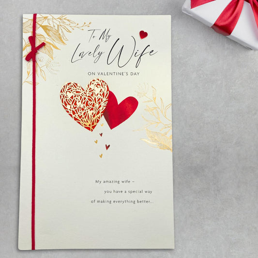Wife Valentine's Day Large Card - Double Hearts