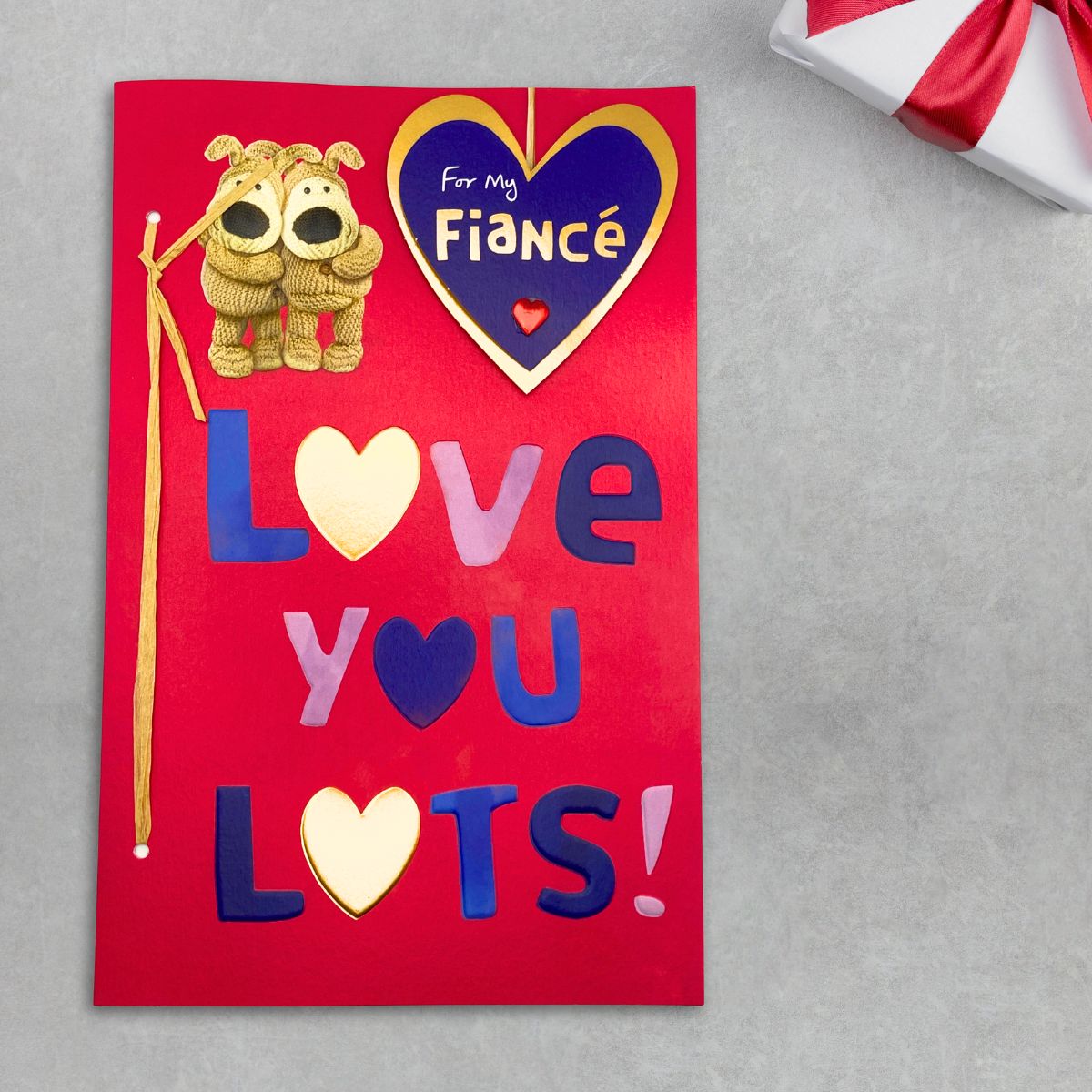 Fiancé Valentine's Day Large Card - Boofle Decoupage Hearts