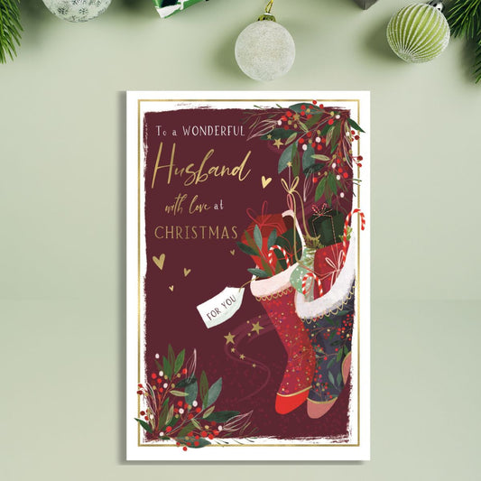 Husband Large Christmas Card - Skylight Stockings
